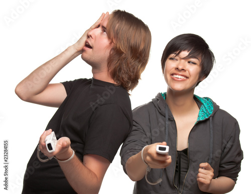 Fun Diverse Couple Playing ...