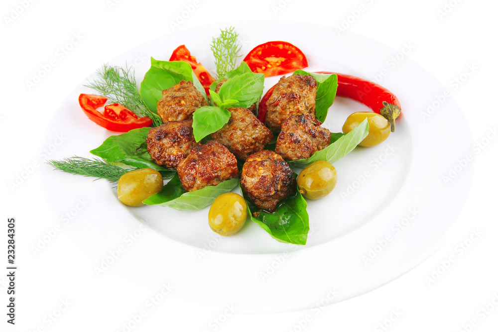 meat balls on basil leaf meat balls on basil leaf