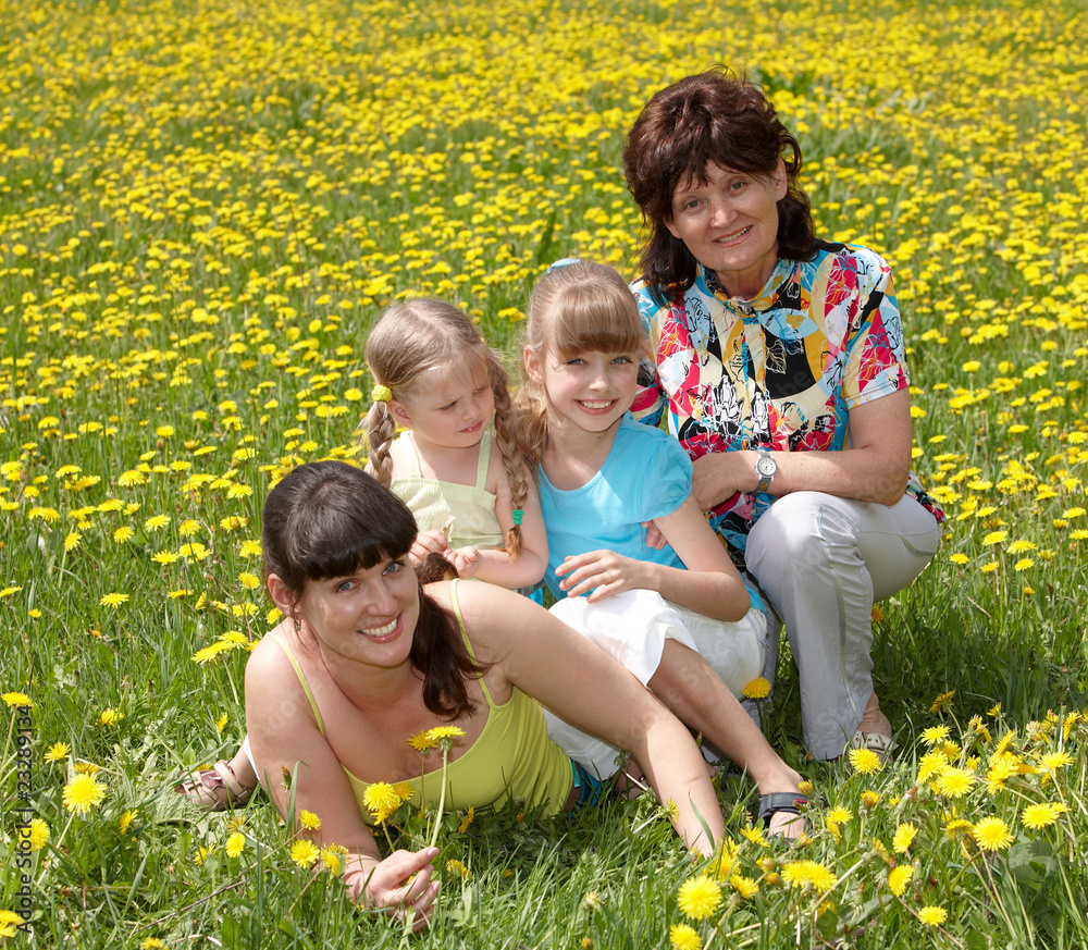 Fototapeta premium Grandmother with daughter in outdoor.