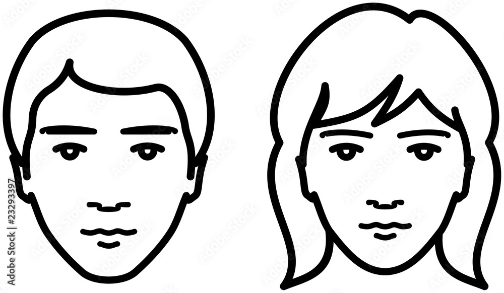 Human faces – male and female. – Vector illustration Human faces – male and female. – Vector illustration
