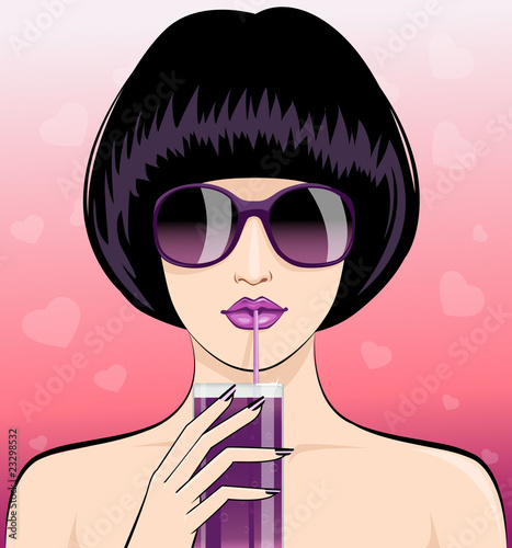 sexy drinking cocktail girl in love