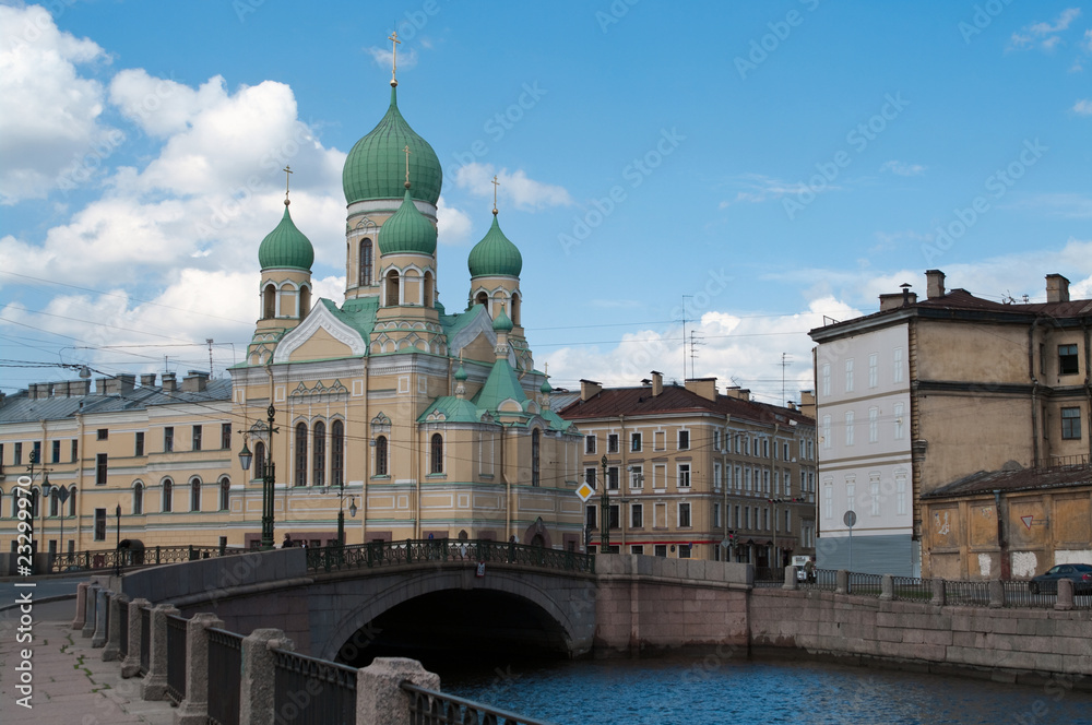 Churches, rivers and canals of Saint-Petersburg city, Russia