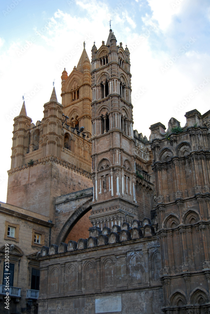 The complex architecture of the Cathedral of Palermo, Italy