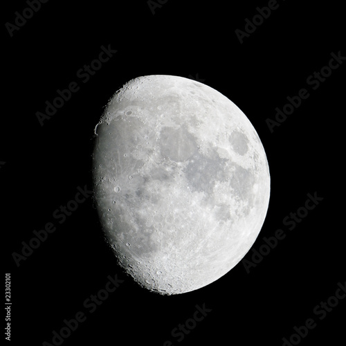 Close-up of the waxing gibbous moon (84% of full)