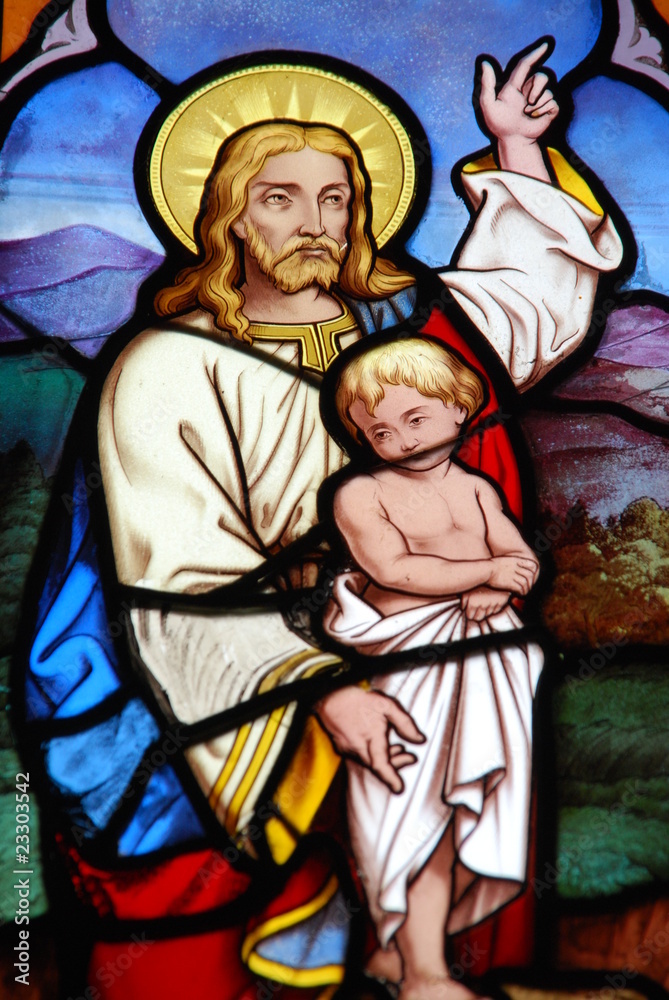 Religious stained glass window Religious stained glass window