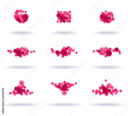 Set of nine red symbols, vector illustration