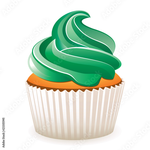 vector cupcake with green cream
