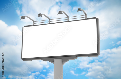 Empty advertisement hoarding at sky background photo