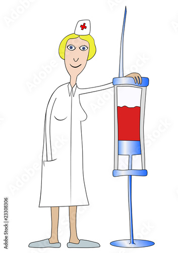 nurse with huge syringe