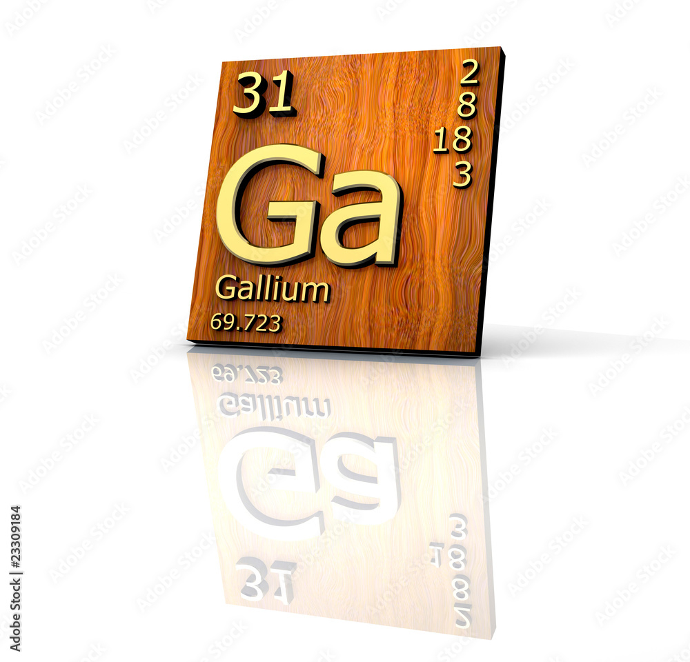 Gallium form Periodic Table of Elements - wood board Gallium form Periodic Table of Elements - wood board