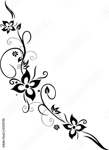 Ranke, floral, filigran, Blumen, Blüten, abstrakt