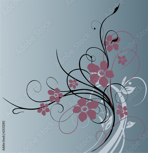 Hintergrund, background, floral, abstrakt, Ranke, blau grau