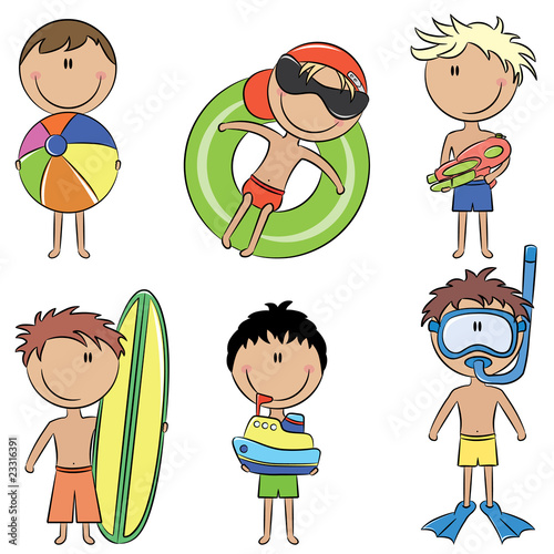 Happy kids on the beach