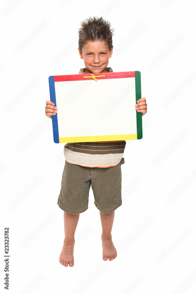 Happy Boy with Dry Erase Board Happy Boy with Dry Erase Board