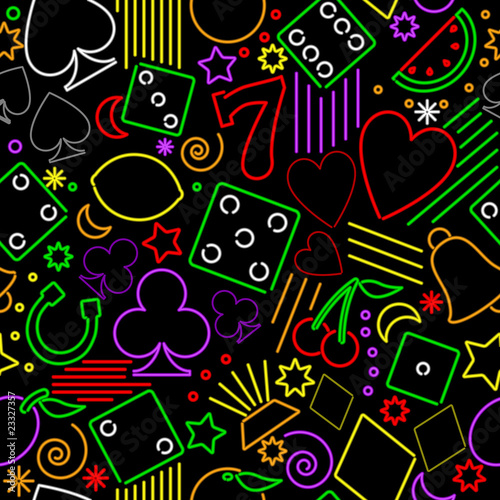 Seamless neon gambling background