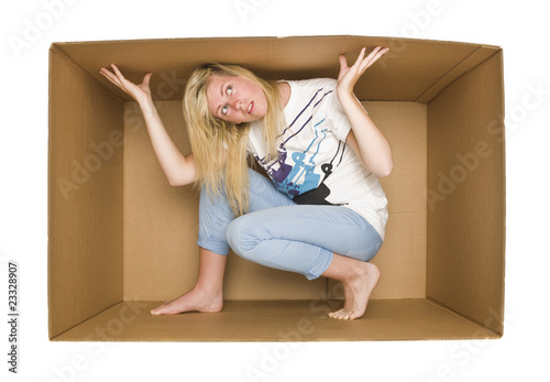 Woman inside a Cardboardbox