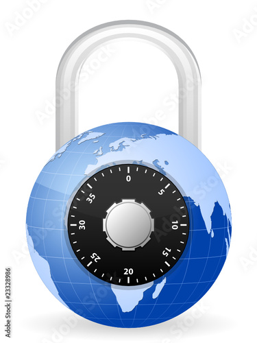 world globe padlock