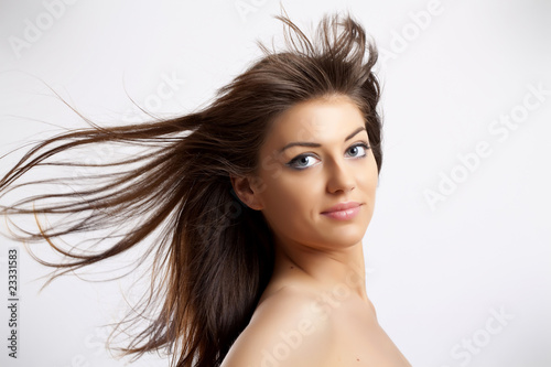woman with blown hair