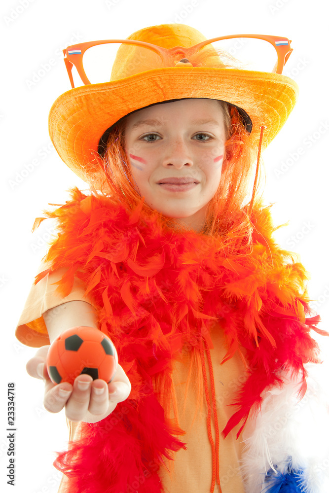 young dutch soccer supporter over white background young dutch soccer supporter over white background