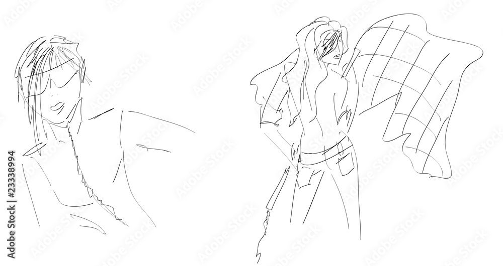 SKETCH. The vector beautiful girl on a white background SKETCH. The vector beautiful girl on a white background
