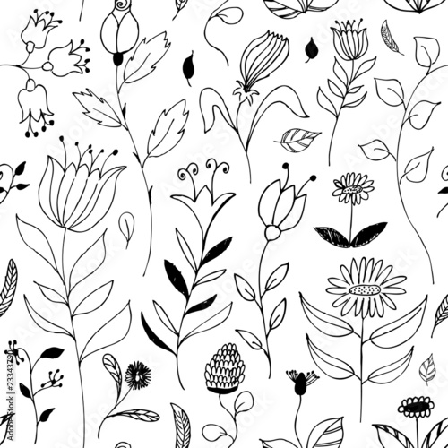 hand drawn seamless floral background