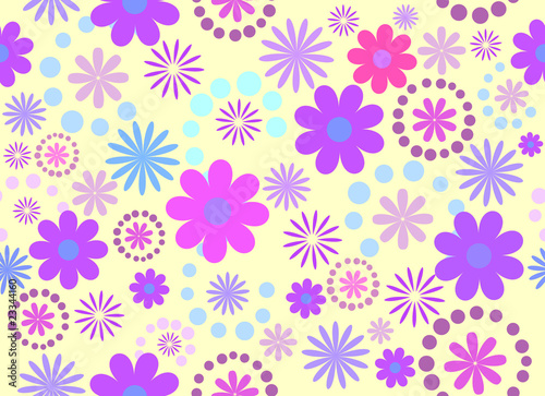 Seamless consists of flowers in different colors