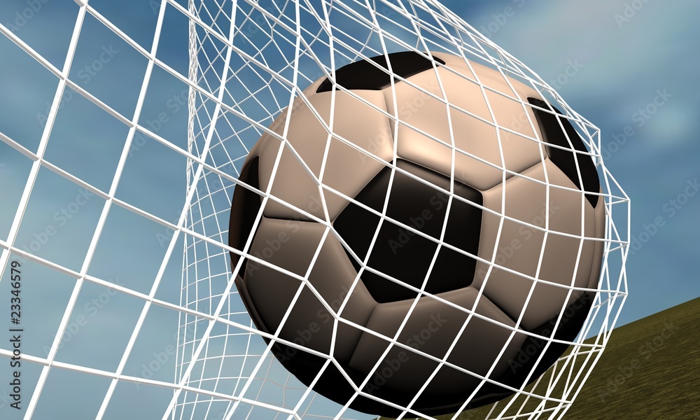 balón de futbol contra red de porteria balón de futbol contra red de porteria