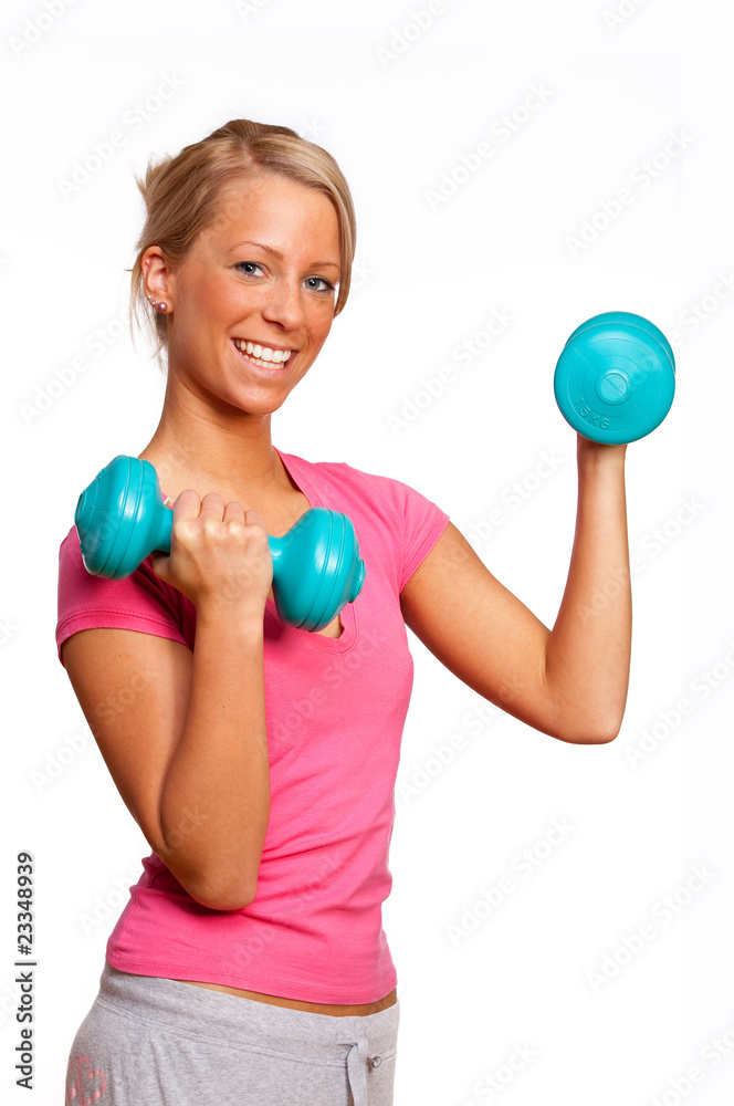 junge Frau beim Hanteltraining junge Frau beim Hanteltraining