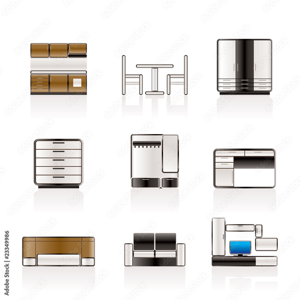 Furniture and furnishing icons - vector icon set Furniture and furnishing icons - vector icon set
