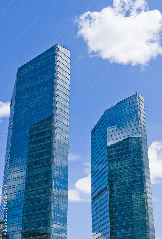 High modern skyscrapers on a background of the blue sky