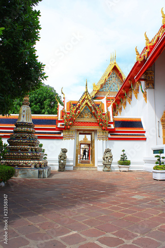 Detail ornate Temple at Bangkok ofThailand. photo