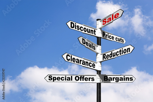 Sale, Discount, Bargain, Clearance signpost