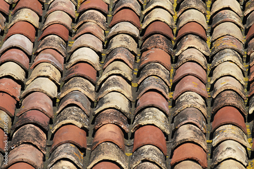 Roof of half round terra-cotta tiles