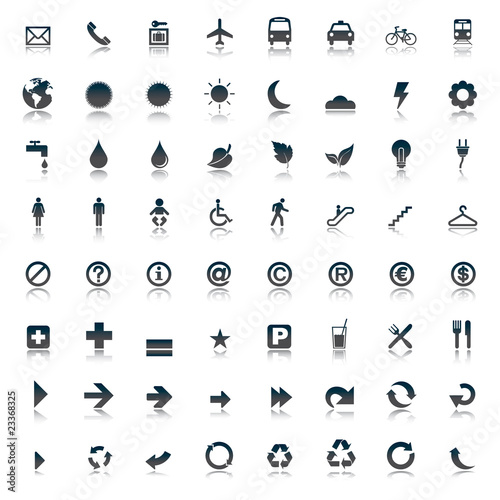 64 set presentation buttons icons symbol web eco. vector photo