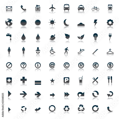 64 set presentation buttons icons symbol web eco. vector