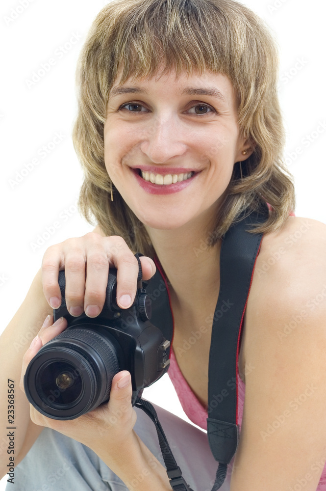 Fototapeta premium woman with a camera