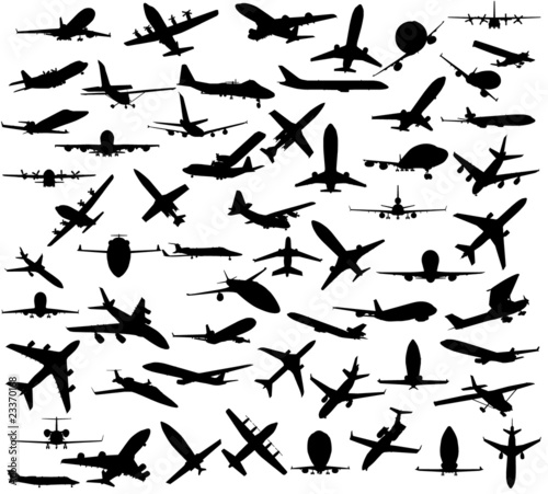 Vector silhouettes of airplanes photo