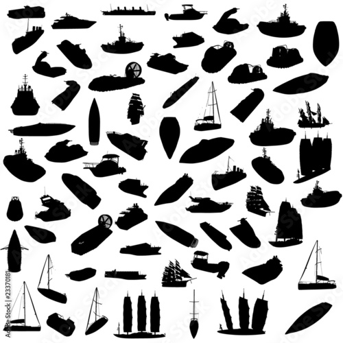 Vector silhouettes of boats