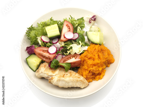 Chicken Breast with Sweet Potato Mash and Salad