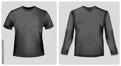 Black polo shirt with long sleeves and polo shirt. Vector.