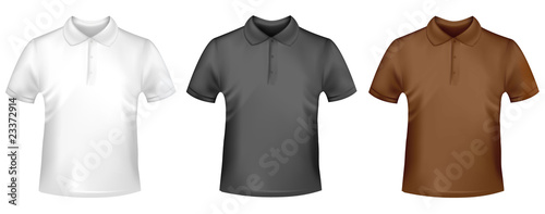 Photo-realistic vector. Two T-shirts. Black, white and brown.