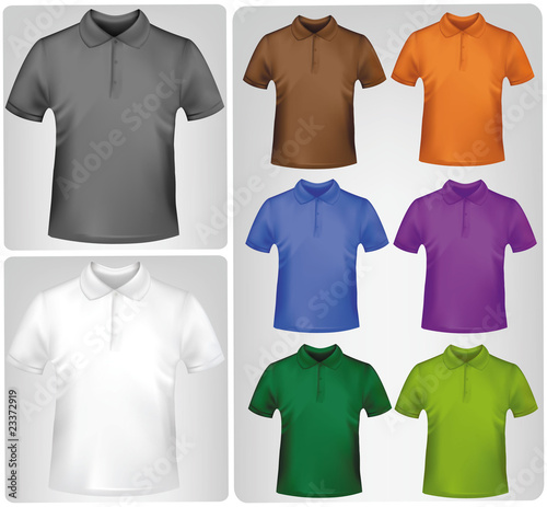 Black and white and colored shirts. Photo-realistic vector.