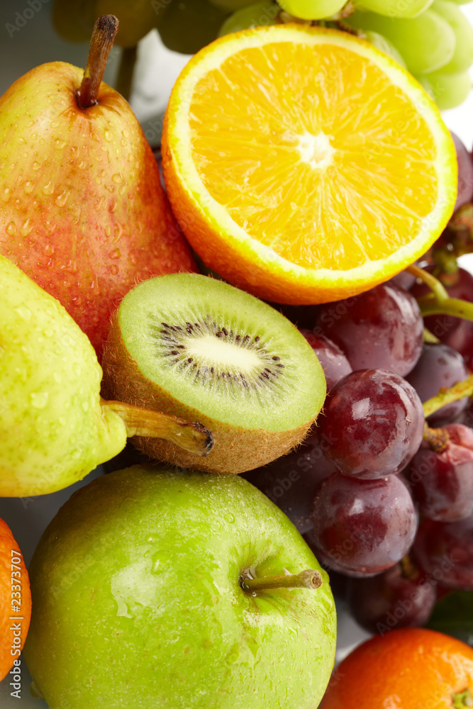 fresh fruits on the white background fresh fruits on the white background