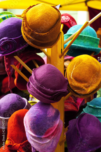 background of colorful hats photo