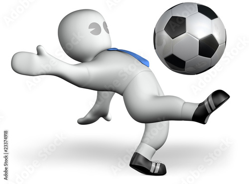 a footballer shoots a goal