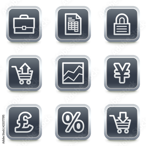 E-business web icons, grey square buttons