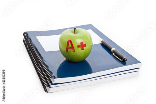 Green apple and Textbook