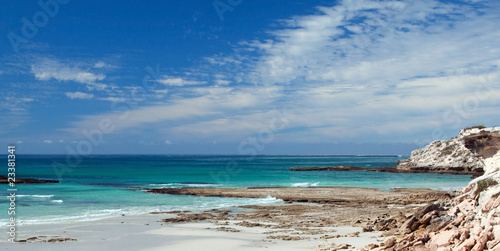 Panoramic of beach on a rocky coast