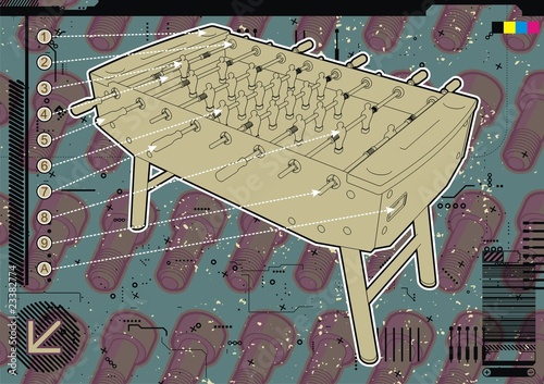 Table soccer design template with screw background.