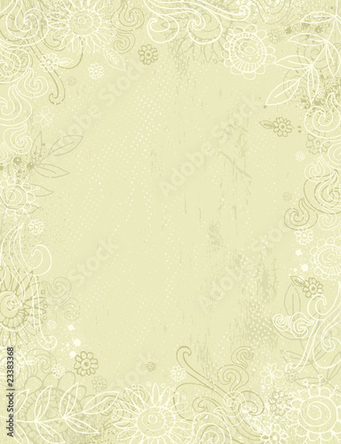 hand draw flowers on beige background
